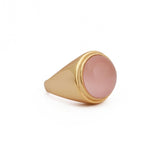 Rose Quartz Ring, Gold Plated Ring, Brass Jewelry, Boho Handmade Ring