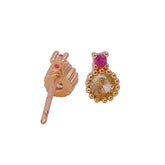 Ruby and Cubic Zircon Stud Earrings Tiny Gold Plated Jewelry For Her