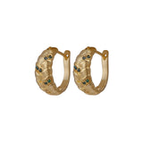 Ruby Gemstone Gold Plated Braided Hoop Huggie Earrings Emerald