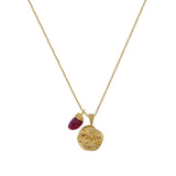 Ruby Gemstone Necklace Zodiac Sign Necklace Gold Plated Chain Necklace