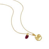 Ruby Gemstone Necklace Zodiac Sign Necklace Gold Plated Chain Necklace