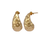Sculpted Gold Plated Nugget Textured Teardrop Hoop Earrings