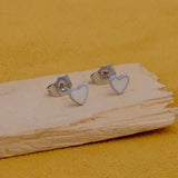 Small White Heart Earrings Tiny Studs For Her