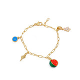 Statement Charm Bracelet, Gold Link Chain Bracelet, Aesthetic Jewelry Gift 5382