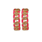 Statement Hoop Earrings in Gold Plated with Pink Enamel & Crystal