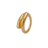 Statement Open Gold Ring, Overlapping Band Gold Ring, Plain Brass Gold Ring For Gifts