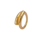 Statement Open Gold Ring, Overlapping Band Gold Ring, Plain Brass Gold Ring For Gifts