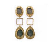 Strawberry Quartz Gold Plated Dangle Earrings, Natural Rough Gemstone Jewelry, Push Back Stud Earrings. S