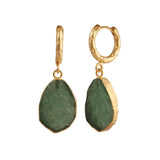 Strawberry Quartz Raw Gemstone Hoop Earrings, Luxury Gold Drop Earrings 5216