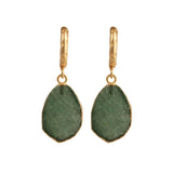 Strawberry Quartz Raw Gemstone Hoop Earrings, Luxury Gold Drop Earrings 5216