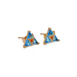 Swiss Blue Topaz Gemstone Stud Earrings Gold Plated Jewelry For Her