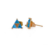 Swiss Blue Topaz Gemstone Stud Earrings Gold Plated Jewelry For Her