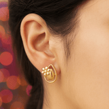 Teardrop Flower Stud Earrings Dainty Gold Plated Floral Jewelry