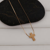 Textured Gold Cross Necklace – Dainty Christian Pendant Chain