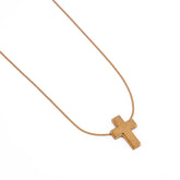 Textured Gold Cross Necklace – Dainty Christian Pendant Chain