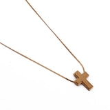 Textured Gold Cross Necklace – Dainty Christian Pendant Chain