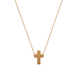 Textured Gold Cross Necklace – Dainty Christian Pendant Chain
