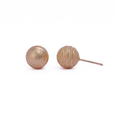 Textured Gold Plated Ball Stud Earrings Matte Finish Round Studs