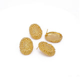 Textured Gold Plated Dome Earrings Honeycomb-Inspired Design Stud