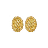 Textured Gold Plated Dome Earrings Honeycomb-Inspired Design Stud