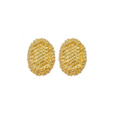 Textured Gold Plated Dome Earrings Honeycomb-Inspired Design Stud