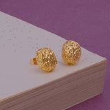 Textured Gold Plated Nugget Stud Earrings Modern Organic Design