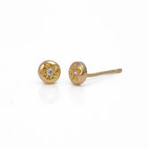 Tiny Cubic Zircon Gemstone Stud Earrings Small Round Studs Gold Plated Jewelry