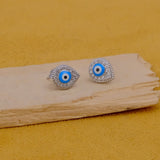 Tiny Evil Eye Studs Silver Plated Earrings Everyday Jewelry For Women