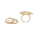 Twist Open Ring with Cubic Zirconia, Geometric Style Gold Brass Ring Jewelry, Gift For Her