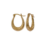 Vintage Style Textured U Gold Plated Fashion Hoop Earrings