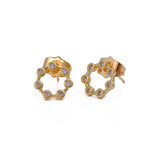 White Cubic Zircon Gemstone Stud Earrings Gold Plated Jewelry For Her