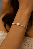 White Enameled Heart Shape Bangle Adjustable Gold Plated Jewelry