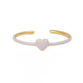 White Enameled Heart Shape Bangle Adjustable Gold Plated Jewelry