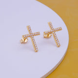 White Pearl Stud Earrings Tiny Christian Jewelry Gold Plated Earrings For Her