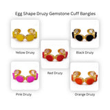 Yellow Druzy Gold - Plated Cuff Bangle, Chunky Boho Statement Jewelry CB - 1004