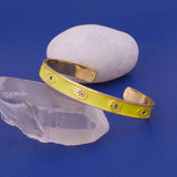 Yellow Enamel Bangle Hamsa cuff bracelets Gold Plated Jewelry