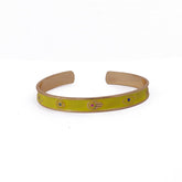 Yellow Enamel Bangle Hamsa cuff bracelets Gold Plated Jewelry
