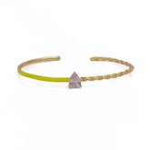 Yellow Enamel Twisted Bangle Cubic Zircon Gemstone Jewelry For Her