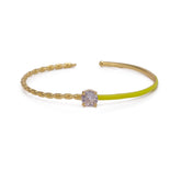 Yellow Enamel Twisted Bangle Cubic Zircon Gemstone Jewelry Gold Plated Jewelry