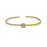 Yellow Enamel Twisted Bangle Cubic Zircon Gemstone Jewelry Gold Plated Jewelry