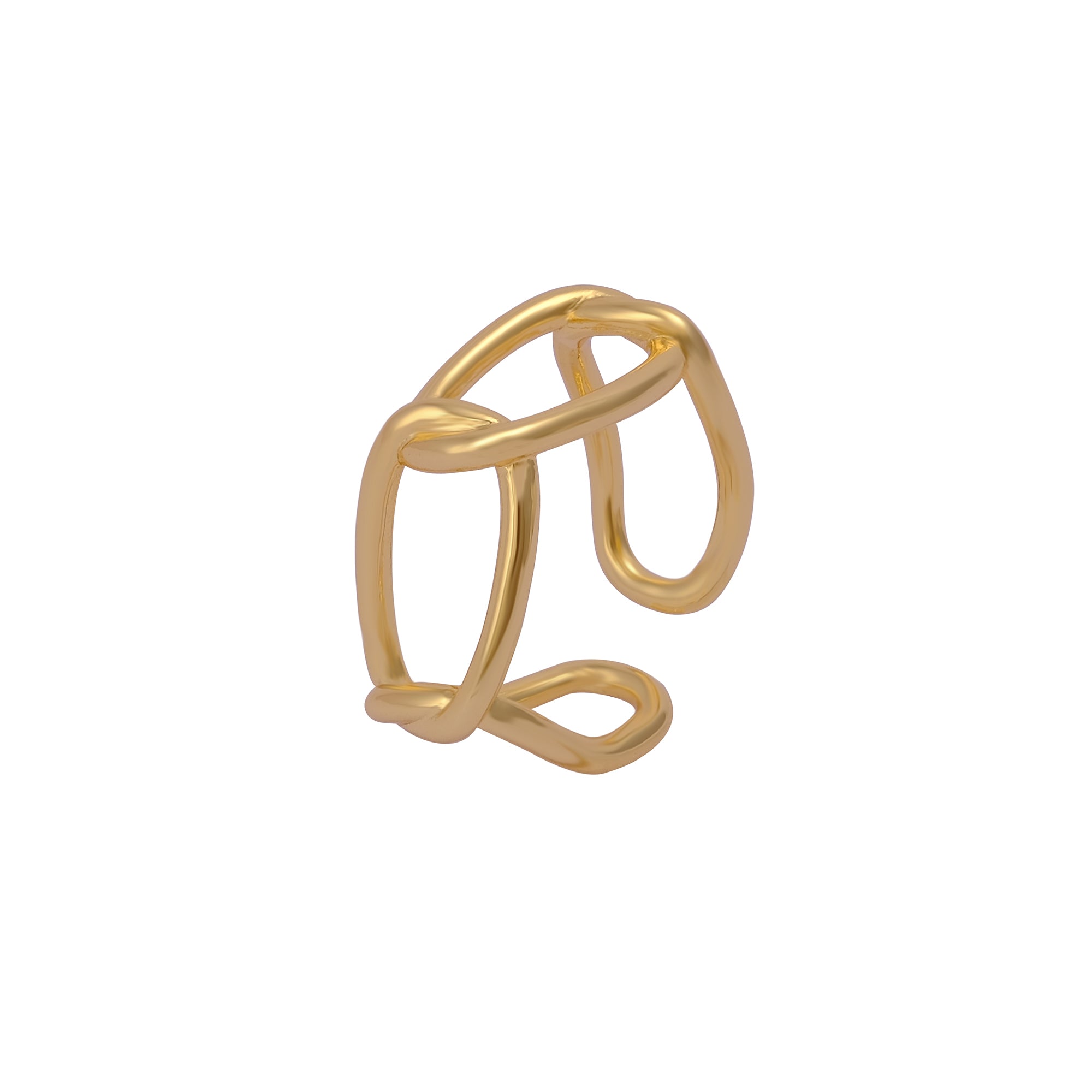Minimalist Linked Design Adjustable Gold Ring, Gold Plated Brass Ring, Brass Ring For Women Gifts.