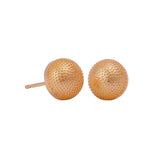 Gold Plated Micro Beaded Dome Stud Earrings Elegant Textured Round Jewelry