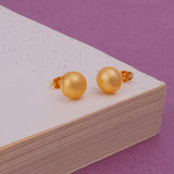 Gold Plated Micro Beaded Dome Stud Earrings Elegant Textured Round Jewelry