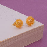 Gold Plated Sunburst Textured Stud Earrings Bold Statement Jewelry