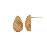 Gold Plated Mesh Textured Teardrop Stud Earrings Stylish Everyday Jewelry
