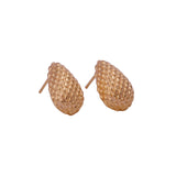 Gold Plated Mesh Textured Teardrop Stud Earrings Stylish Everyday Jewelry