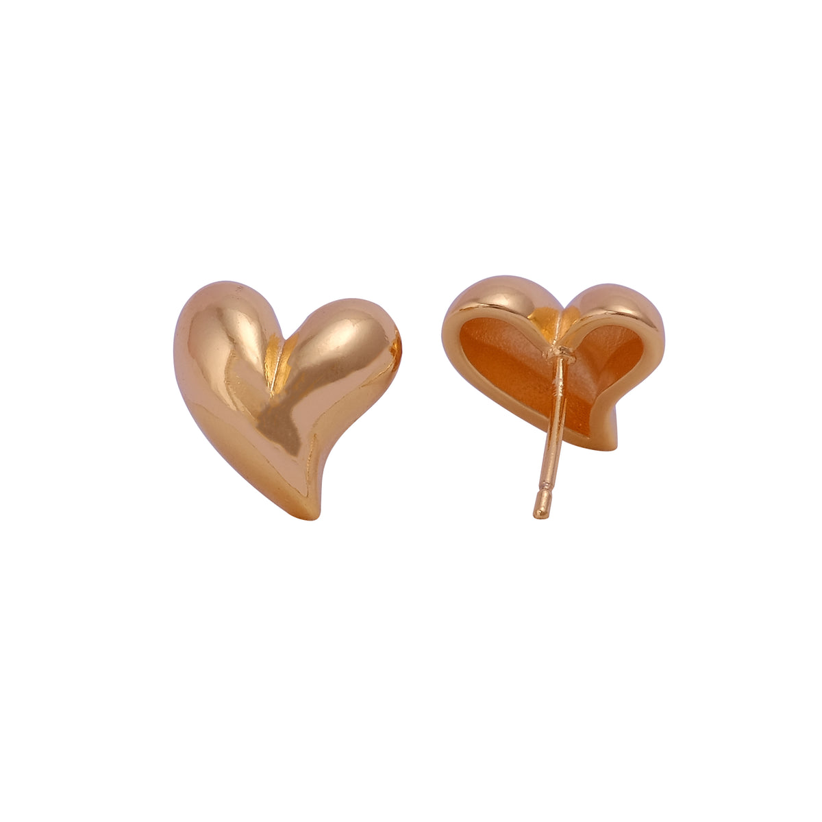 Gold Plated Heart Stud Earrings Modern Romantic Jewelry for Everyday Wear