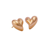 Gold Plated Heart Stud Earrings Modern Romantic Jewelry for Everyday Wear