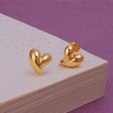 Gold Plated Heart Stud Earrings Modern Romantic Jewelry for Everyday Wear