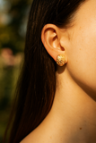 Textured Gold Plated Nugget Stud Earrings Modern Organic Design
